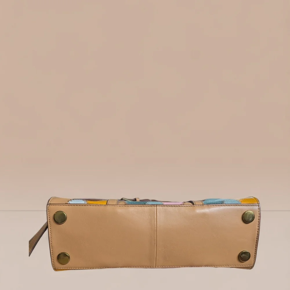 👜 Fossil Patchwork Leather Tote Satchel Crossbody - Picture 8 of 13